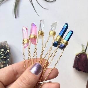Fancy Gold Crystal Hair Pins